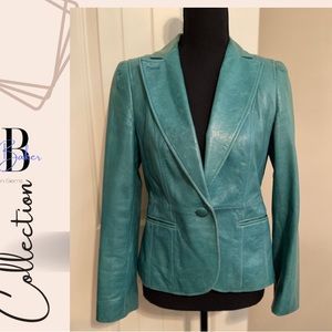 Loft Genuine Leather Turquoise Blazer